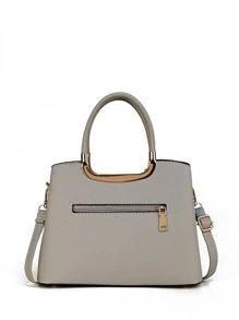 Bolso de mano con asa superior, impermeable, liviano, informal, con decoración de letras metálicas para negocios, para adolescentes, niñas, mujeres, estudiantes universitarios, novatos y trabajadores administrativos, perfecto para oficina, universidad, trabajo, negocios, desplazamientos