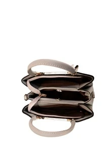 Bolso de mano con asa superior, impermeable, liviano, informal, con decoración de letras metálicas para negocios, para adolescentes, niñas, mujeres, estudiantes universitarios, novatos y trabajadores administrativos, perfecto para oficina, universidad, trabajo, negocios, desplazamientos