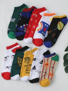 Hombres 10 pares Calcetines con estampado de dibujos animados - Multicolor - Ver 1