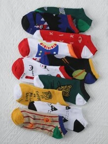 Hombres 10 pares Calcetines con estampado de dibujos animados - Multicolor - Ver 2