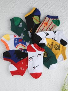 Hombres 10 pares Calcetines con estampado de dibujos animados - Multicolor - Ver 3