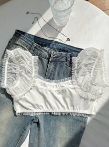 Myrelith Frill Trim Ruched Bust Bralette Lingerie, Kawaii