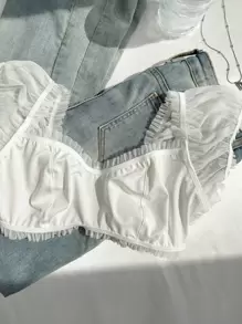 Myrelith Frill Trim Ruched Bust Bralette Lingerie, Kawaii