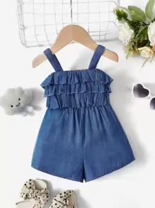 Baby Girl Layered Ruffle Trim Cami Romper