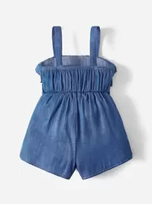Baby Girl Layered Ruffle Trim Cami Romper