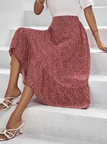 SHEIN VCAY Váy nữ Viên lá sen Họa tiết hoa Boho - Đỏ và trắng - Xem 1
