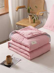 1 Hồng Chăn, Vải Tương Phản Kẻ Sọc Ràng Buộc Nhãn Trang Trí Trải Giường Cho Gia Đình - Hồng - Xem 5
