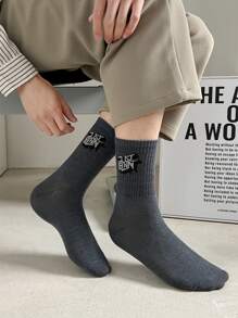 5pairs Men Letter Graphic Crew Socks - Multicolor - View 2