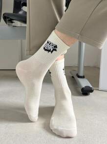 5pairs Men Letter Graphic Crew Socks - Multicolor - View 7