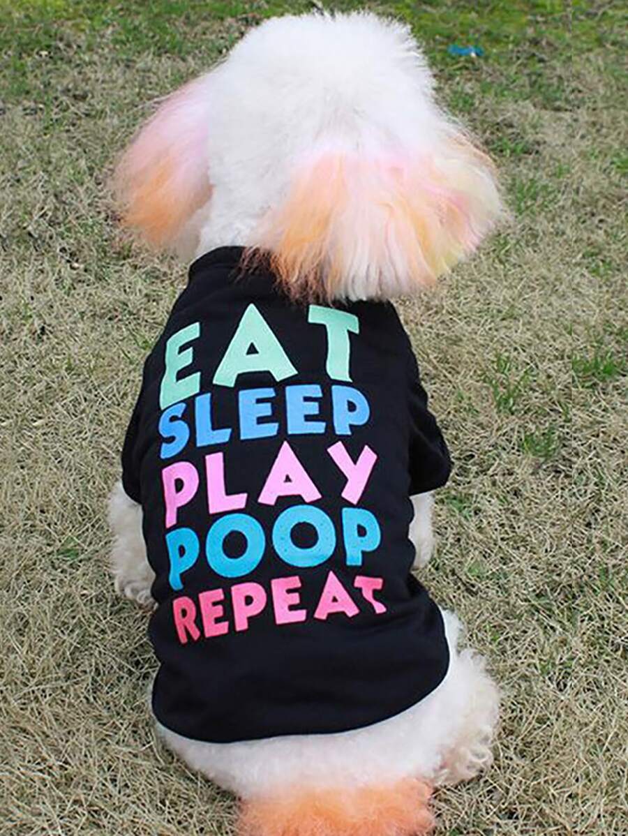 1pc Letter Graphic Pet Tee - Black - View 1