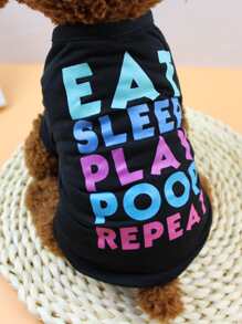 1pc Letter Graphic Pet Tee - Black - View 2