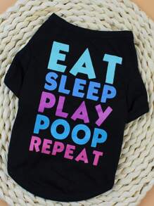 1pc Letter Graphic Pet Tee - Black - View 3