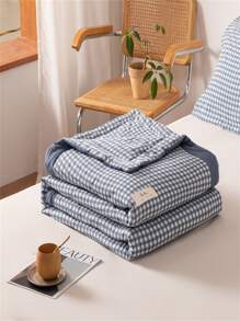 1入組格子印花字母貼片細節被子夏季現代主義面料床罩 - 彩色 - 查看 4