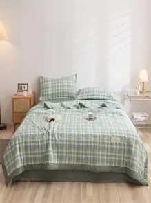 1入組格子圖案被子日式家居布藝床罩