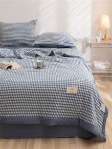 1入組格子印花字母貼片細節被子夏季現代主義面料床罩 - 彩色 - 查看 5