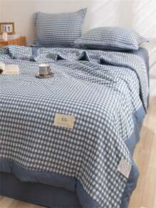 1入組格子印花字母貼片細節被子夏季現代主義面料床罩 - 彩色 - 查看 6