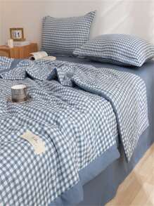 1入組格子印花字母貼片細節被子夏季現代主義面料床罩 - 彩色 - 查看 8