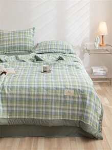 1入組格子圖案被子日式家居布藝床罩