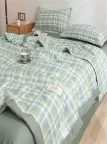 1入組格子圖案被子日式家居布藝床罩