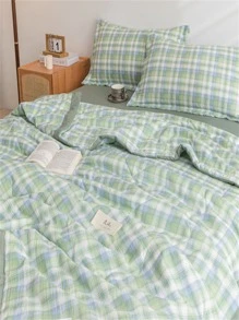 1入組格子圖案被子日式家居布藝床罩