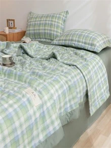 1入組格子圖案被子日式家居布藝床罩