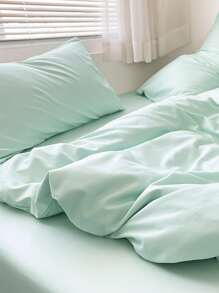 3pcs/set Green Duvet Cover Set (1pc Comforter Cover, 2pcs Pillowcase), Minimalist Polyester Bedding Set For Home - Green - View 3