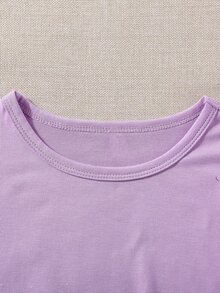 Girls Dolphin & Slogan Graphic Tee - Lilac Purple - View 5