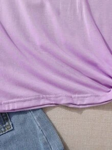 Girls Dolphin & Slogan Graphic Tee - Lilac Purple - View 7