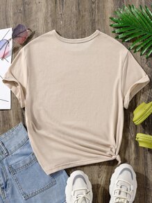 Chicas Camiseta estampado de cráneo - Caqui - Ver 2