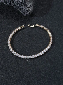 Fashionable and Popular Men Cubic Zirconia Decor Bracelet Copper for Jewelry Gift and for a Stylish Look - Yellow Gold - View 4