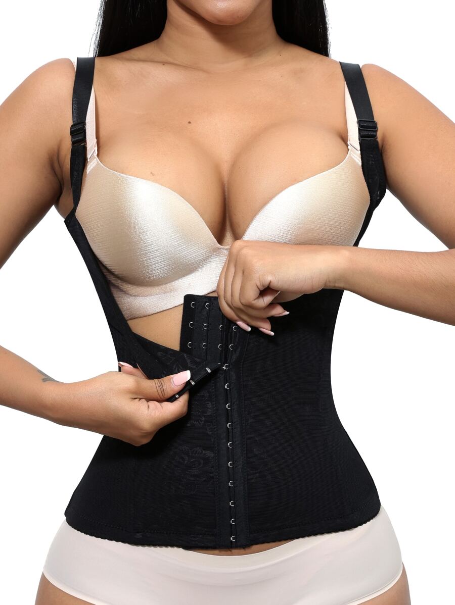 Hook And Eye Underbust Corset - Black - View 1