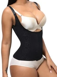 Hook And Eye Underbust Corset - Black - View 3