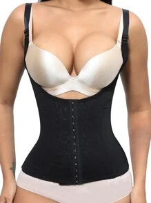 Hook And Eye Underbust Corset - Black - View 4