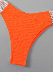 Conjunto de bikini para verano en la playa con cinta de rayas naranjas neón - Naranja - Ver 3