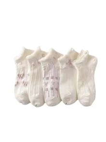 5 đôi vớ mắt cá chân in hoa - Nhiều màu - Xem 6