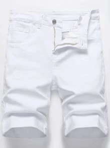 Manfinity Homme Nam Quần short denim Bermuda Bông Chất rắn - trắng - Xem 1