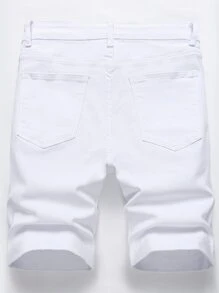 Manfinity Homme Nam Quần short denim Bermuda Bông Chất rắn - trắng - Xem 2