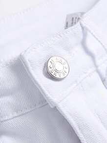 Manfinity Homme Nam Quần short denim Bermuda Bông Chất rắn - trắng - Xem 4