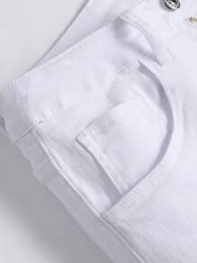 Manfinity Homme Nam Quần short denim Bermuda Bông Chất rắn - trắng - Xem 5