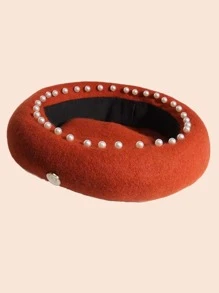 字母裝飾貝雷帽 - 紅色 - 查看 2