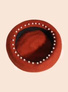 字母裝飾貝雷帽 - 紅色 - 查看 3