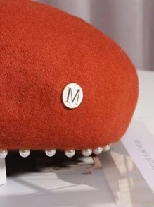 字母裝飾貝雷帽 - 紅色 - 查看 4