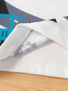 SHEIN Young Boy Short Sleeve T-Shirt, Cartoon Round Neck Top For Fashion Casual Wear And Sports, Summer - White - View 3