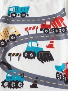 SHEIN Young Boy Short Sleeve T-Shirt, Cartoon Round Neck Top For Fashion Casual Wear And Sports, Summer - White - View 5