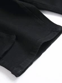 Manfinity Homme 男士棉側翻蓋口袋牛仔短褲