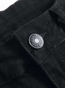 Manfinity Homme 男士棉側翻蓋口袋牛仔短褲