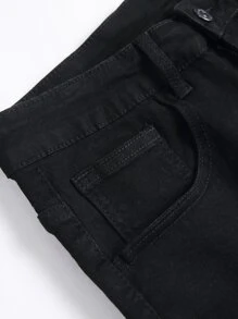 Manfinity Homme 男士棉側翻蓋口袋牛仔短褲