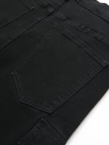 Manfinity Homme 男士棉側翻蓋口袋牛仔短褲