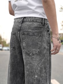 Manfinity Men Slant Pocket Loose Fit Jeans - Dark Grey - View 5