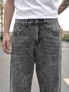 Manfinity Men Slant Pocket Loose Fit Jeans - Dark Grey - View 7